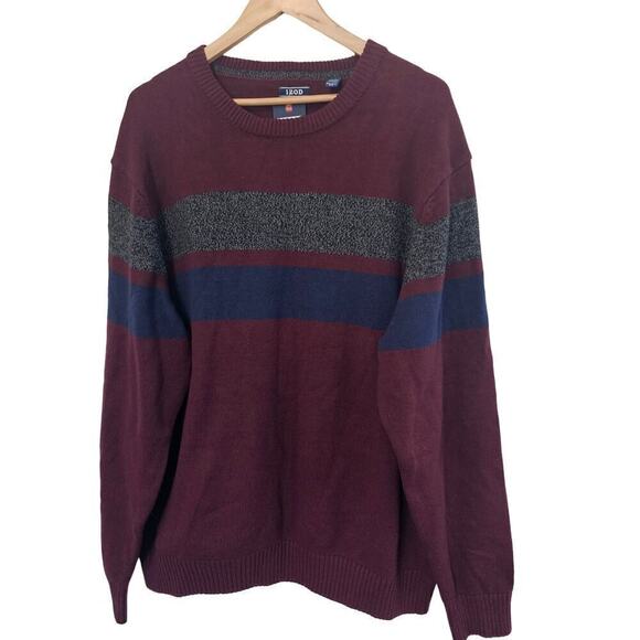 Izod Sweater Mens Size XXL Knit Burgundy Pullover Cotton Soft Natural Stretch - Picture 1 of 9